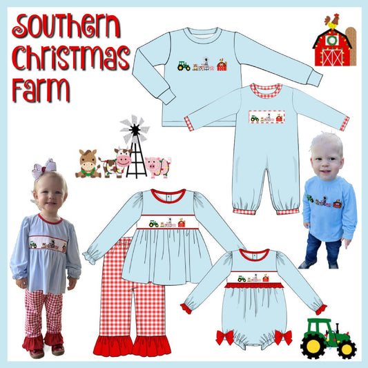 GIRLS CHRISTMAS FARM SMOCKED SET (ETA MID DEC)