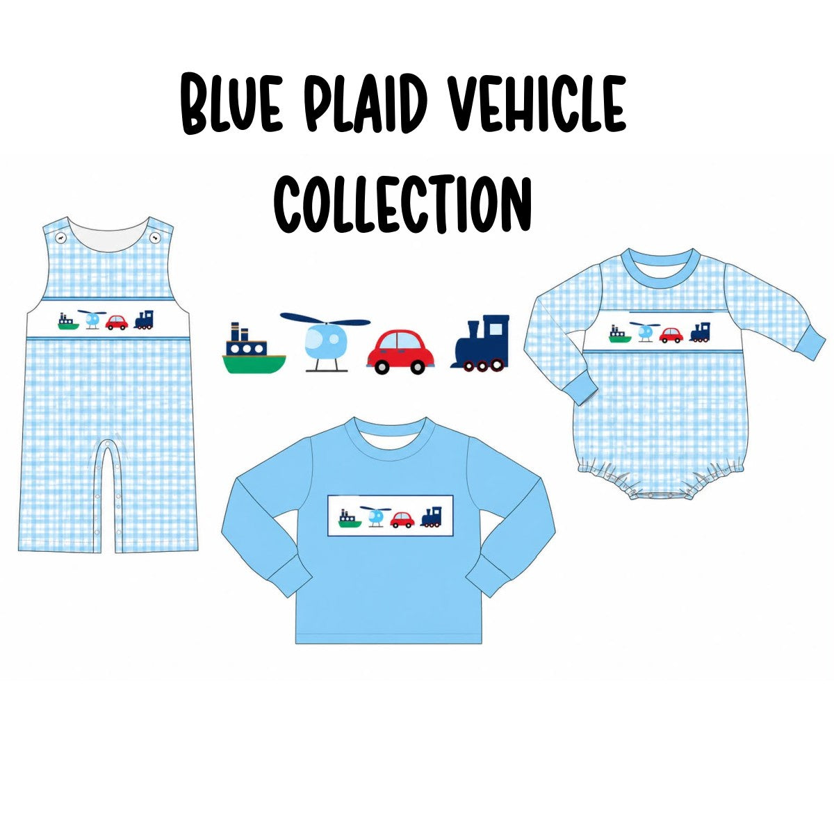 BLUE PLAID VEHICLE EMBROIDERY (ETA EARLY JAN)