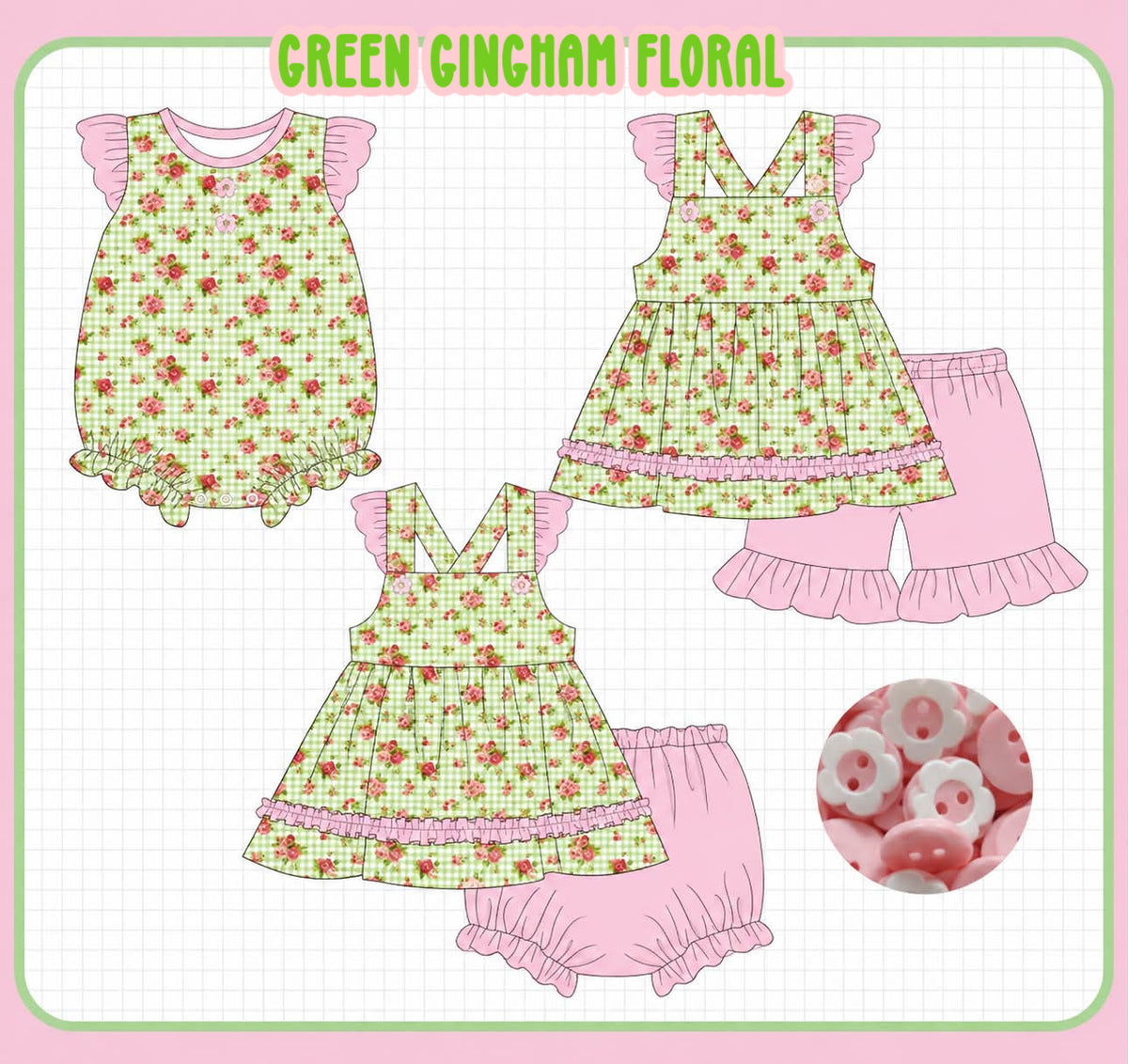 GREEN GINGHAM FLORAL-ETA MARCH