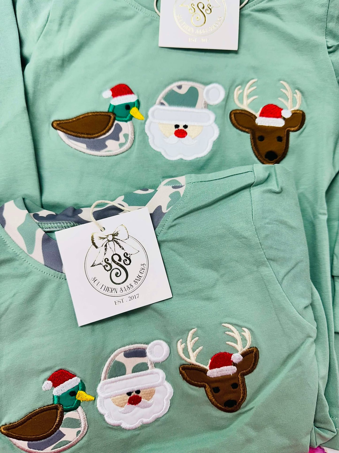 HUNTING CAMO CHRISTMAS APPLIQUE ROMPER