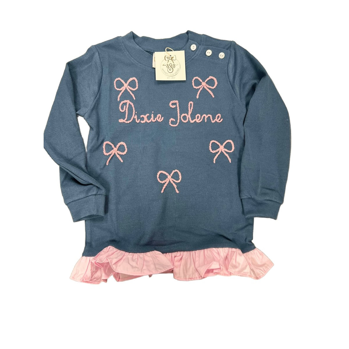 6T "DIXIE JOLENE" BOW NAME SWEATER