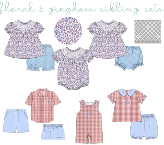 PO 98.5 Floral & Gingham Sibling Sets