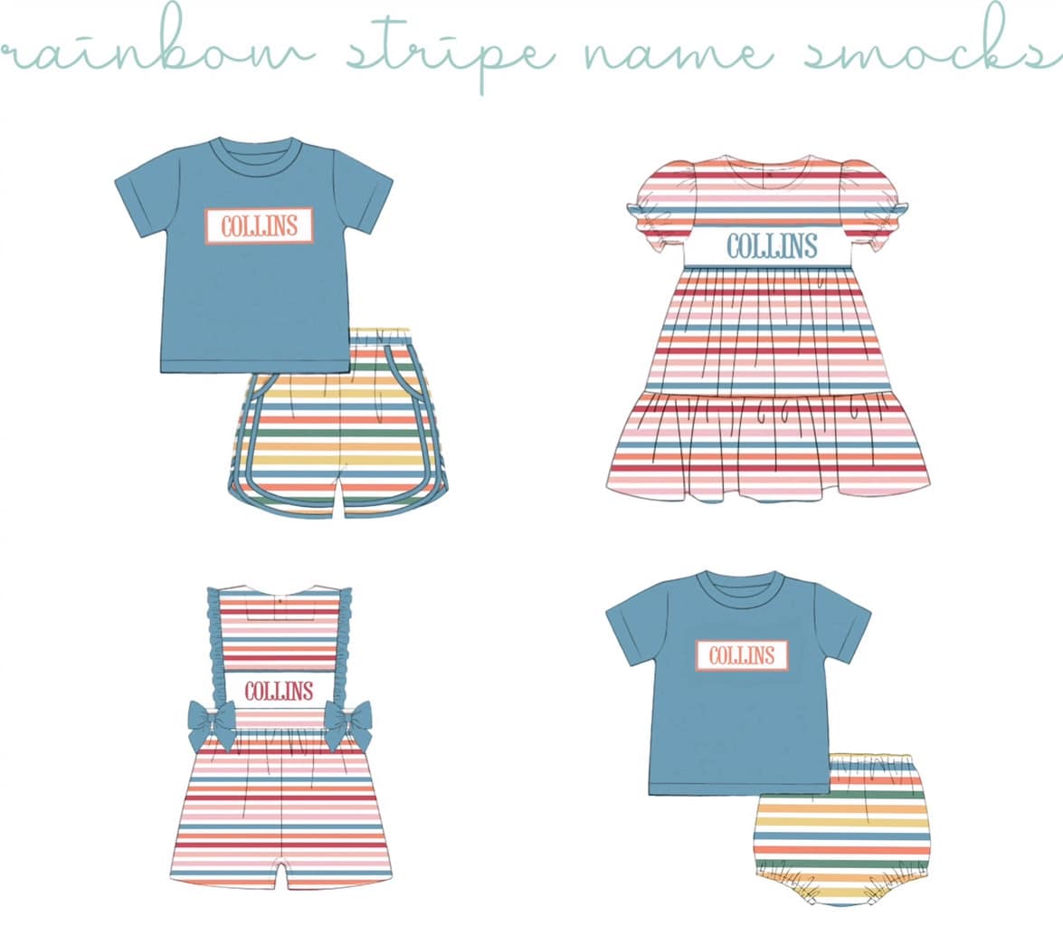 PO 98.5 Rainbow Stripe Name Smock