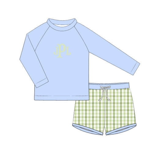 PO 103.5 Marley Floral & Gingham Swim Rashguard Set
