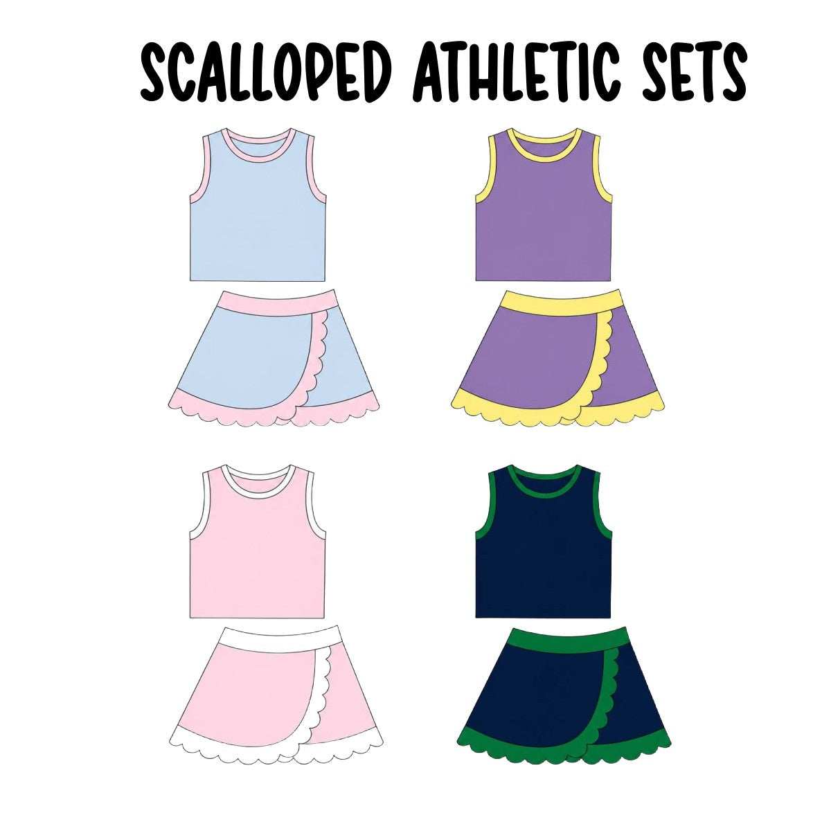 SCALLOPED ATHLETIC SETS (ETA LATE DEC)