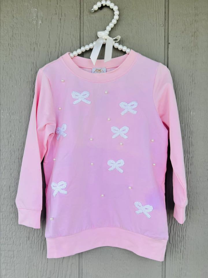 BOW & PEARL KNIT PULLOVER