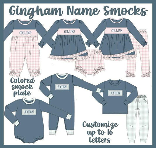 SGS: GINGHAM NAME SMOCK COLLECTION