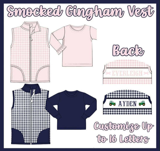 SGS: SMOCKED GINGHAM VEST COLLECTION