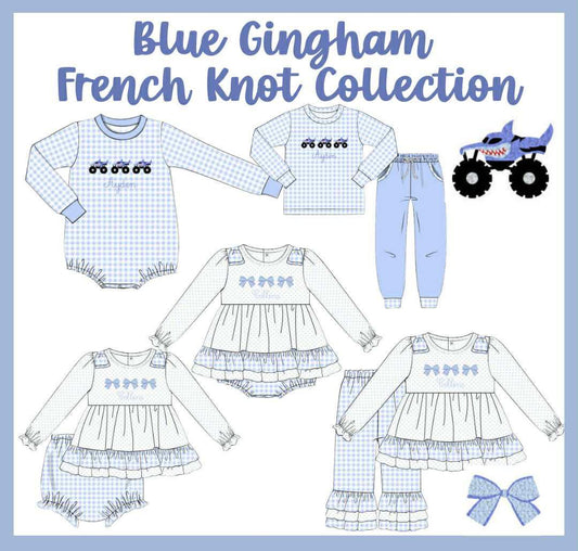 SGS: BLUE GINGHAM FRENCH KNOT COLLECTION
