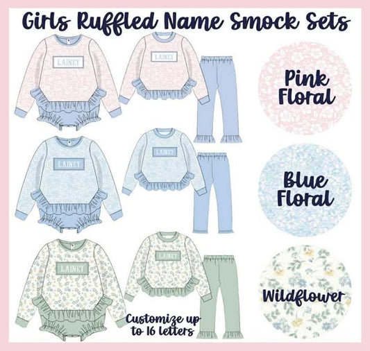 SGS: GIRLS RUFFLED NAME SMOCK COLLECTION