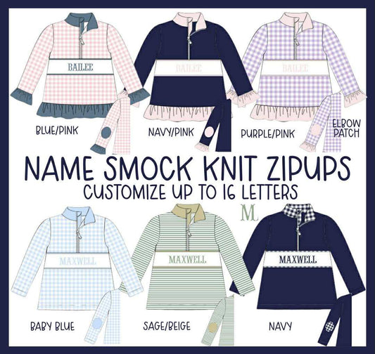 SGS: NAME SMOCK KNIT ZIP UP COLLECTION