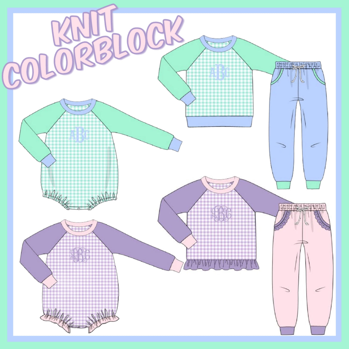 BLANK KNIT COLORBLOCK JOGGER SETS