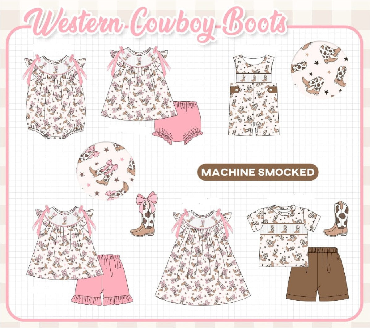 WESTERN COWBOY BOOTS MACHINE SMOCKED COLLECTION - ETA MARCH