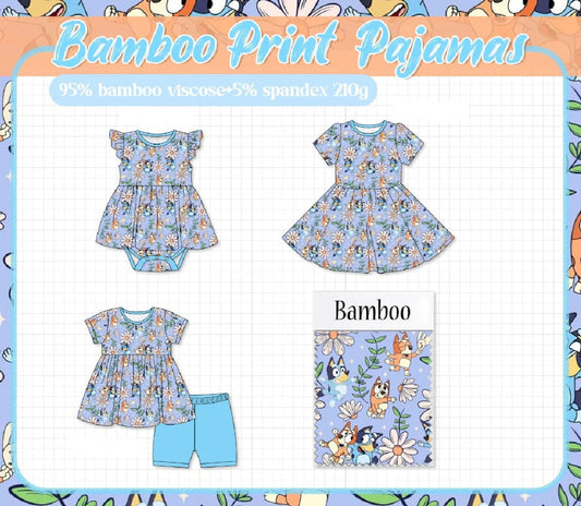 BAMBOO PRINT PJS - BLUE DOG - ETA MARCH