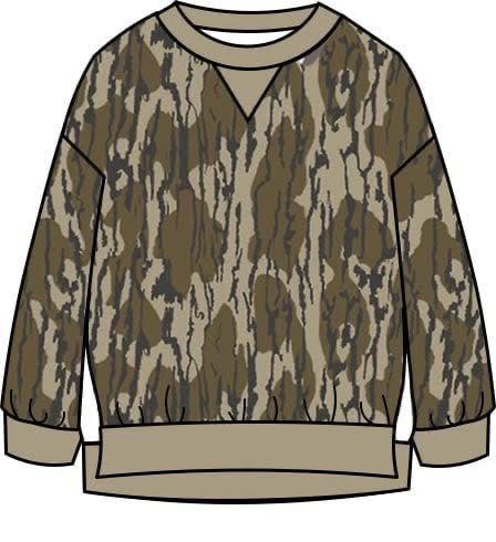LADIES VIRAL OVERZIED CAMO SWEATSHIRTS PULLOVERS.