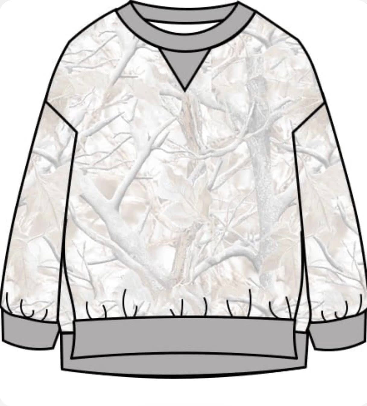 LADIES VIRAL OVERZIED CAMO SWEATSHIRTS PULLOVERS.