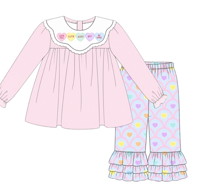 PO 108.5 Pastel Conversation Hearts Girl Pant Set