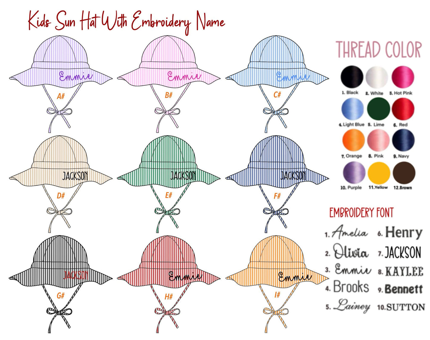 SUN HATS INCLUDES EMBROIDERY