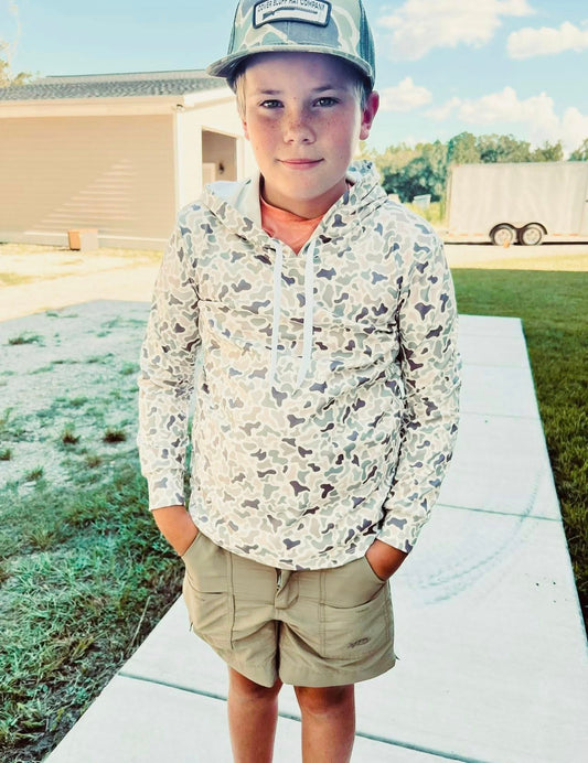 YL YOUTH LIGHT CAMO PERFORMANCE PULLOVER