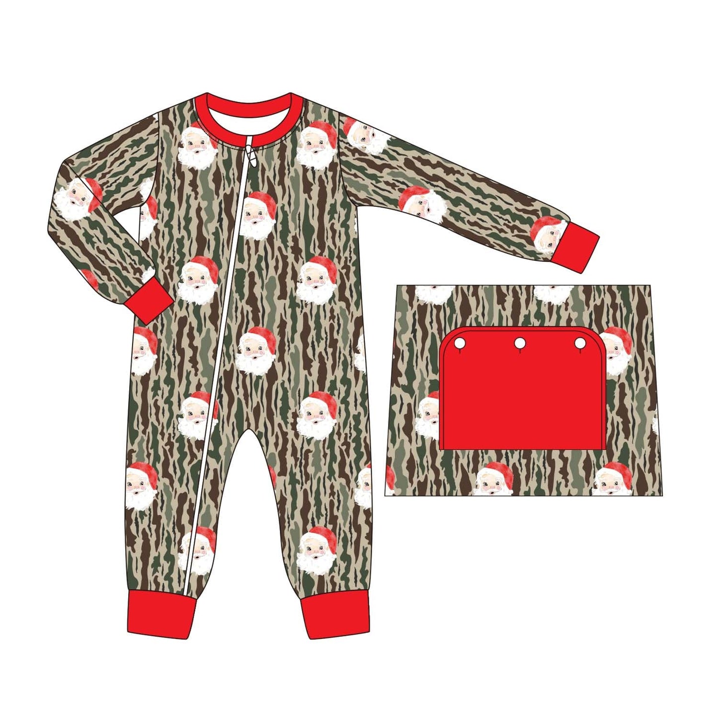 WS: CAMO SANTA ONEPIECE SLEEPER
