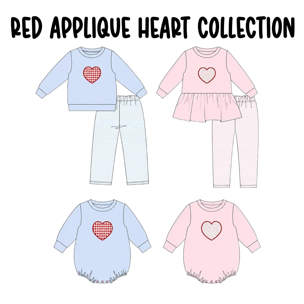 RED APPLIQUE HEART COLLECTION (ETA LATE DEC)