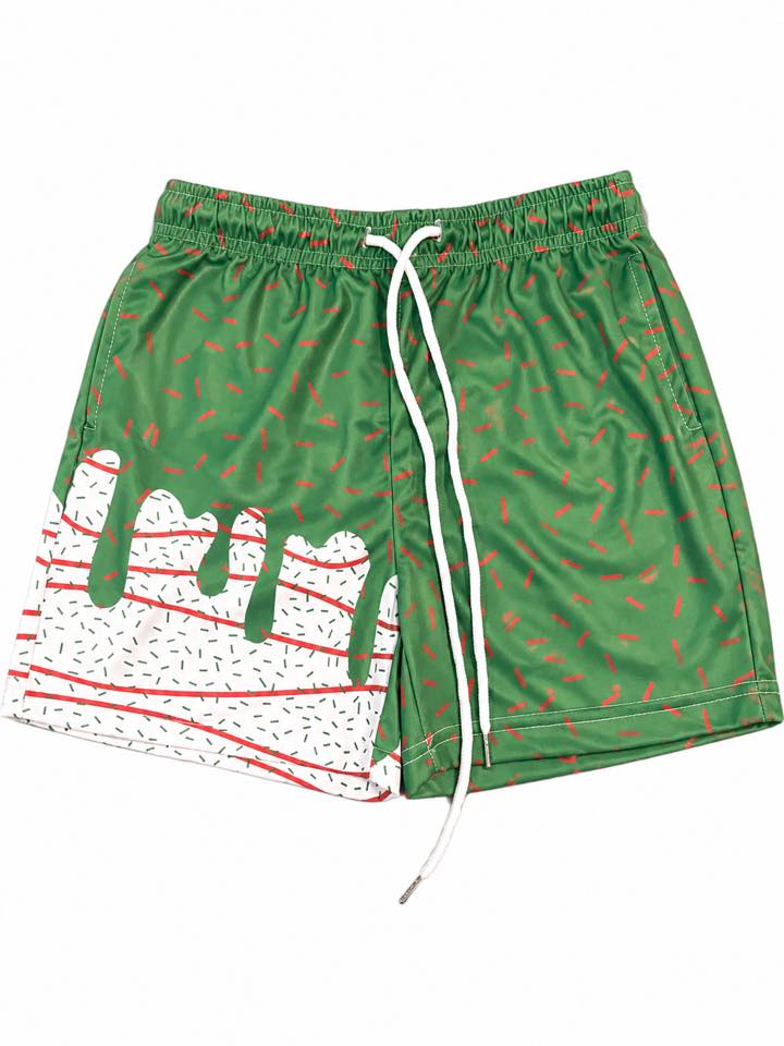 7/8Y GREEN CHRISTMAS CAKE SHORTS