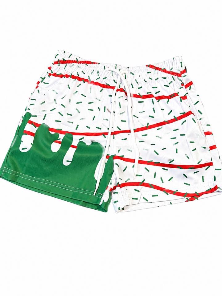 5/6Y WHITE CHRISTMAS CAKE SHORTS