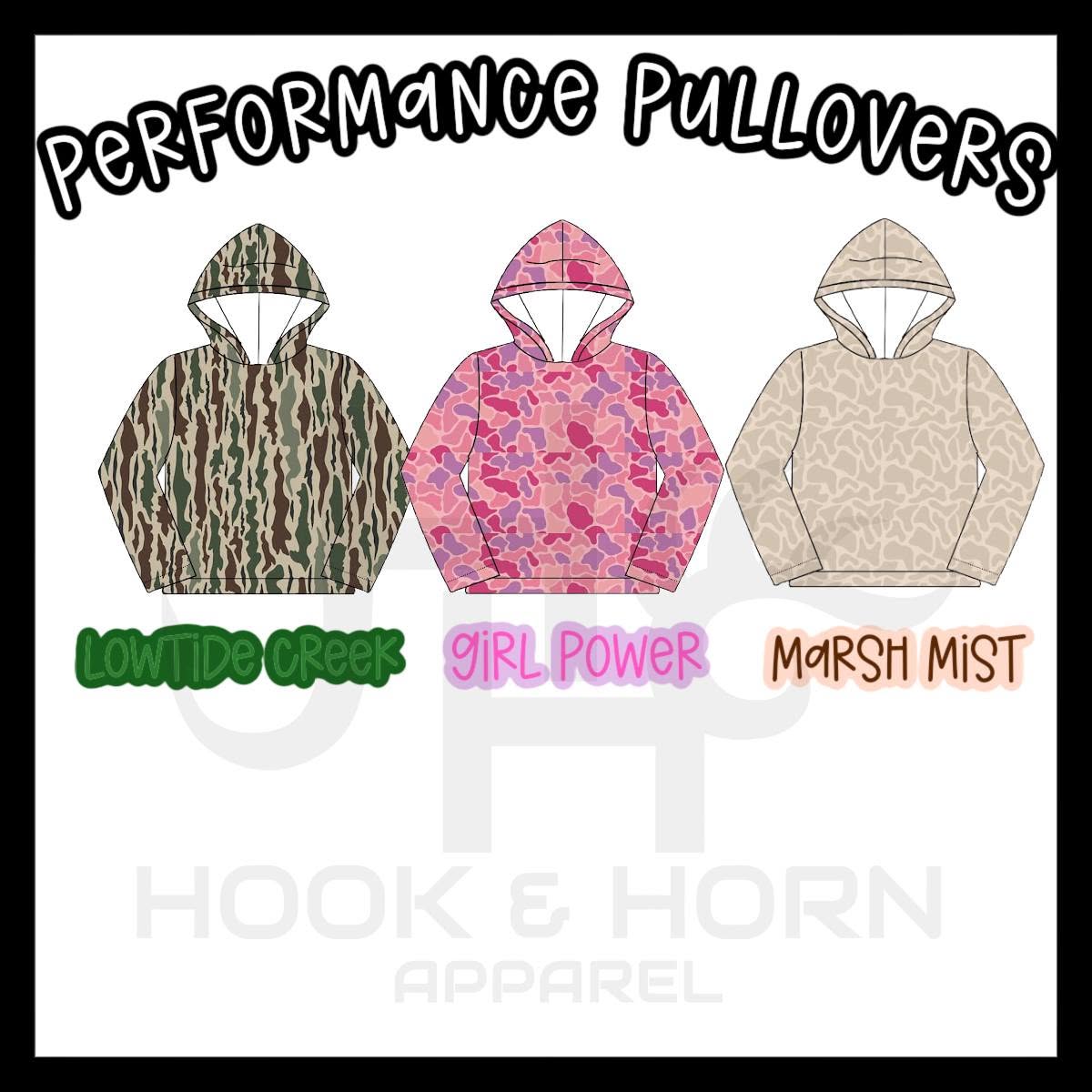 CAMO PERFORMANCE PULLOVERS!