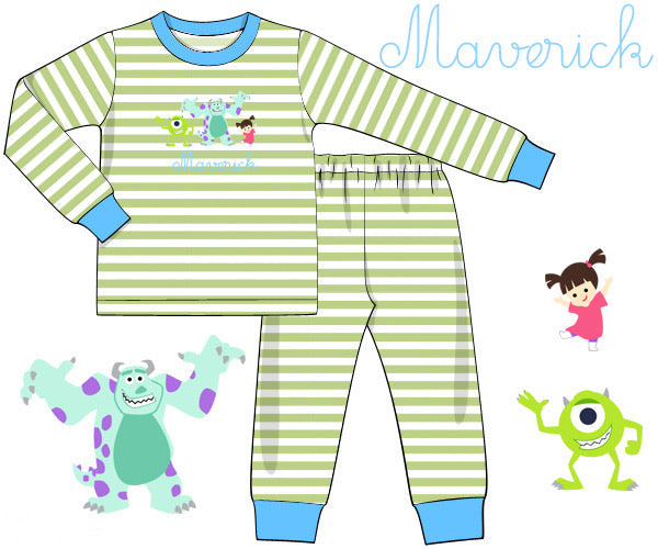 PO 98.5 Hand Stitched Monster PJs