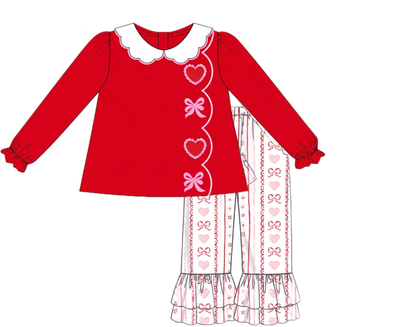 PO 108.5 Girls Only Valentine's Day Pant Set