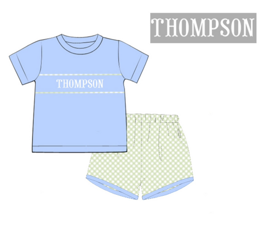 PO 103.5 Spring Floral Name Smocks Boy Short Set