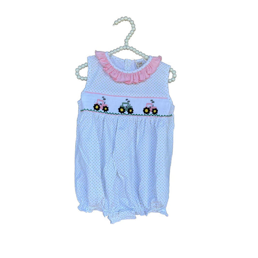 3T GIRLS SMOCKED TRACTOR BUBBLE