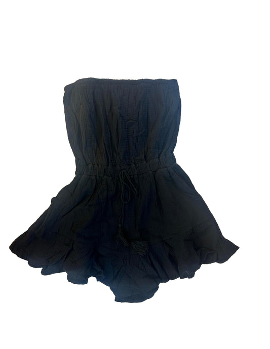 BLACK RUFFLE BOTTOM TUBE ROMPER