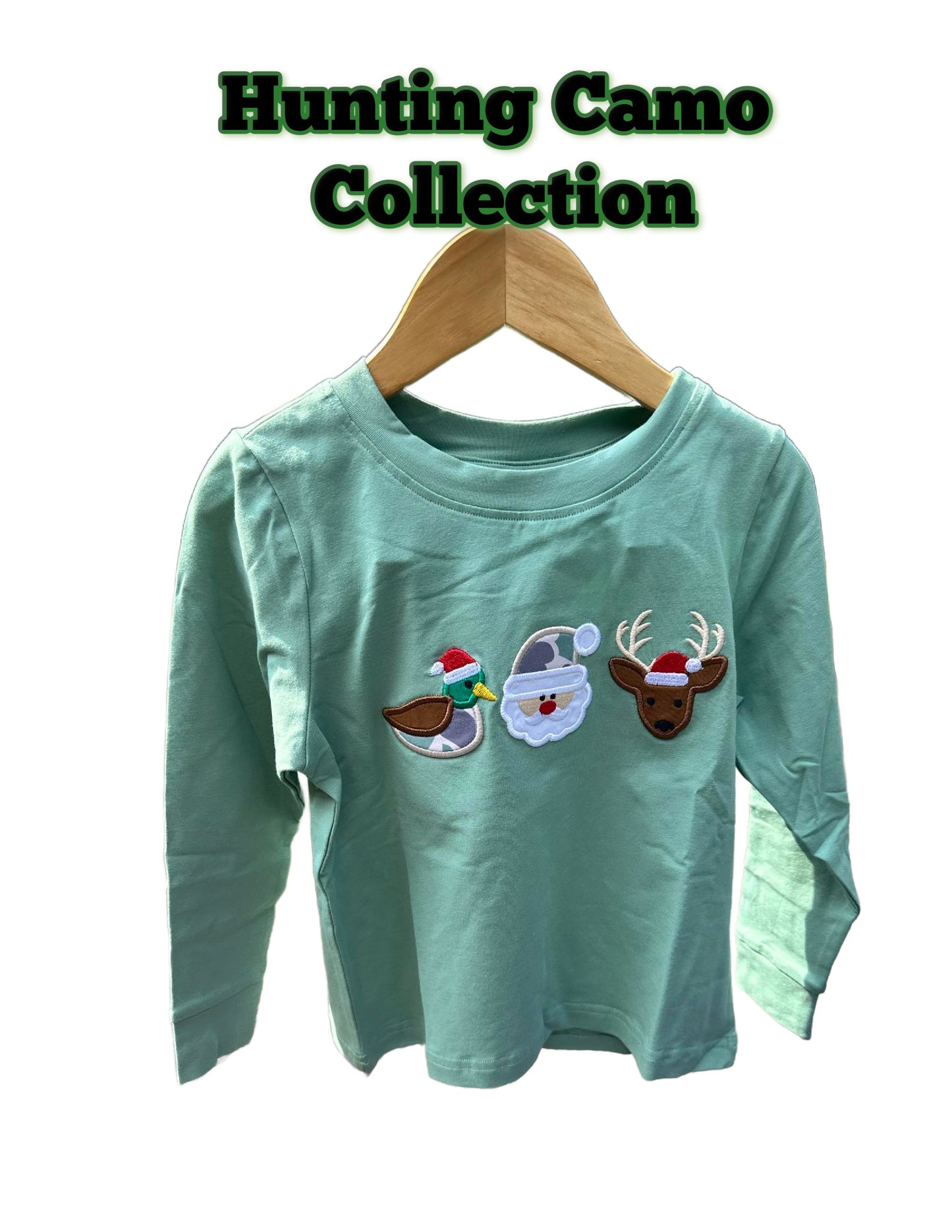 HUNTING CAMO CHRISTMAS APPLIQUE SHIRT