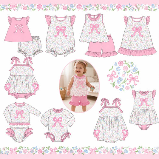 PINK BOW APPLIQUE FLORAL-ETA MARCH
