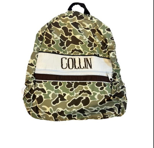 "COLLIN" SMOCKED LARGE OLD CAMO BACKPACK
