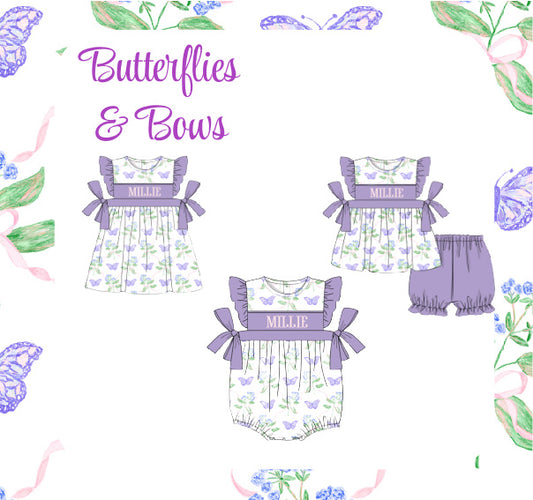 NAME SMOCK PO1: BUTTERFLIES & BOWS