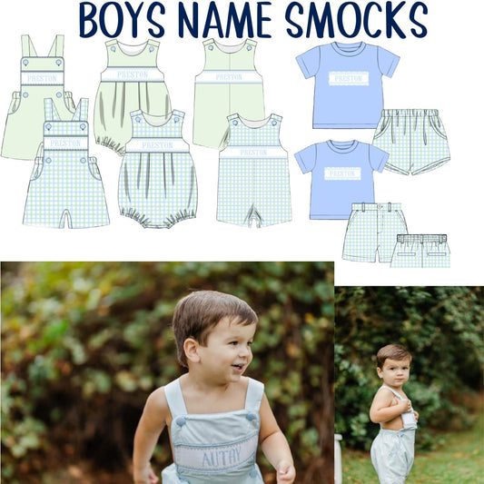 PO 97 BOYS NAME SMOCKS (ETA SHIPS TO SSS IN MAY)