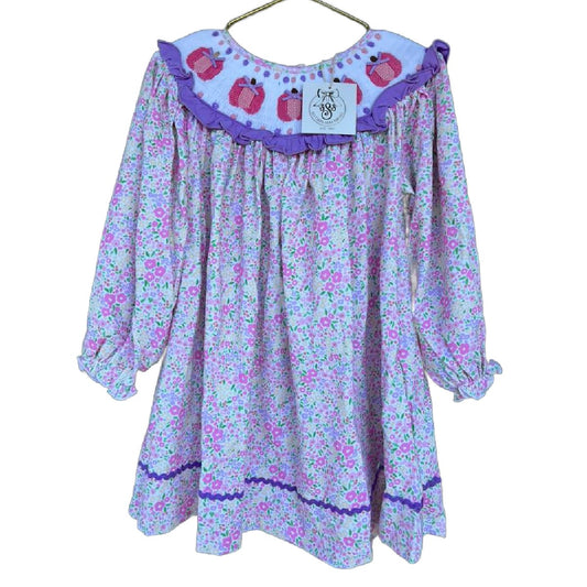 5T GIRLIE PUMPKIN SMOCKED DRESS