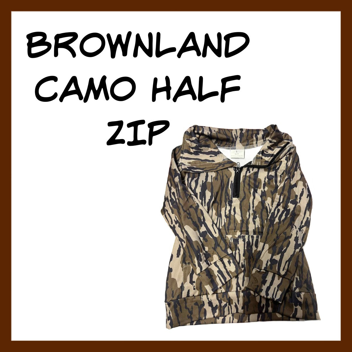 10/12Y BROWNLAND CAMO HALF ZIP