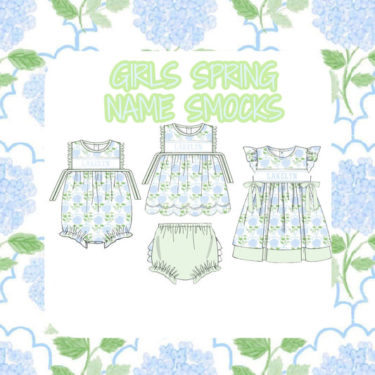 PO 104: GIRLS SPRING NAME SMOCKS