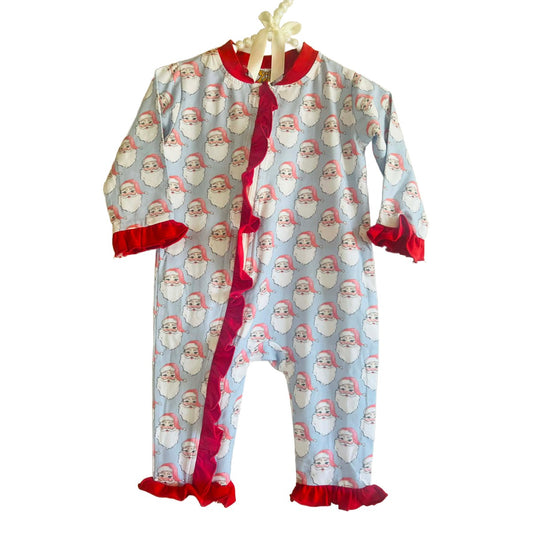6M RUFFLE SANTA PRINT ONEPIECE
