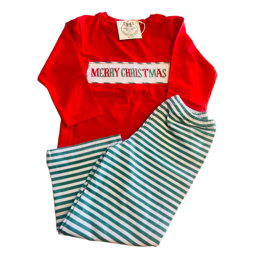 3T MERRY CHRISTMAS SMOCKED PANTS SET