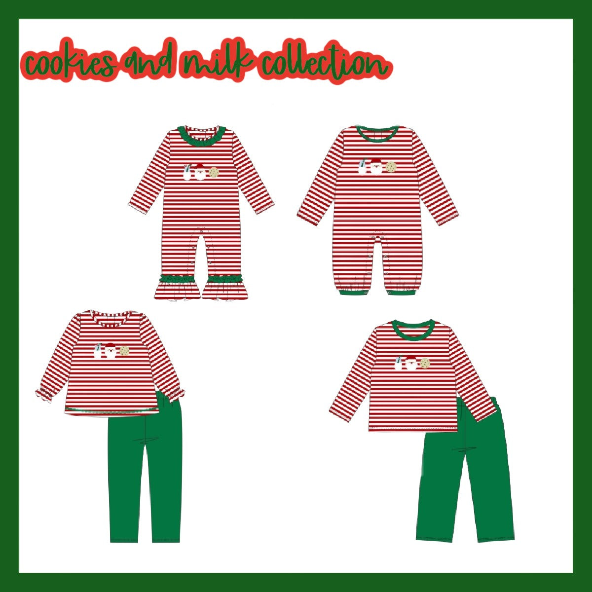 RED/GREEN COOKIES AND MILK OUTFITS-ETA NOV