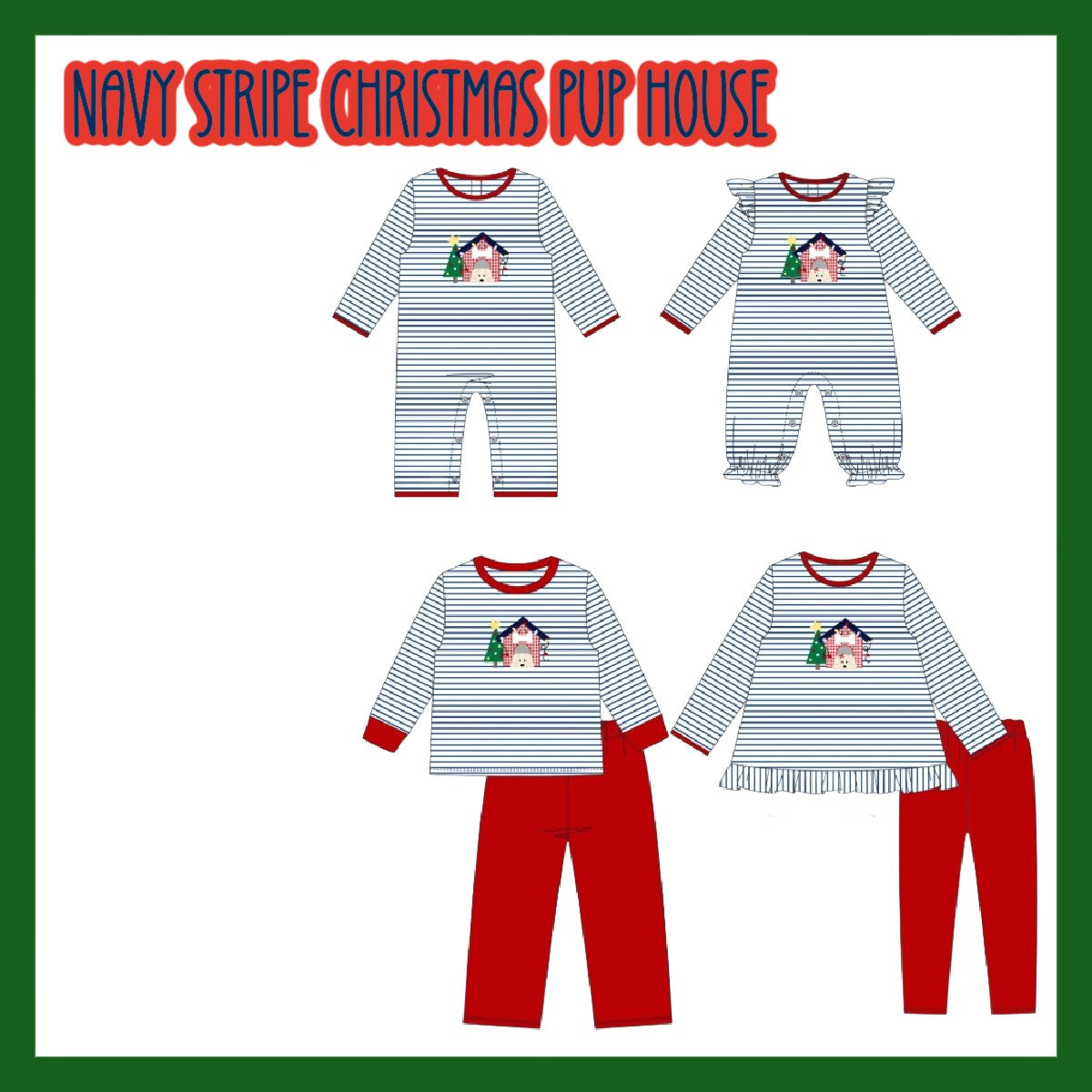 NAVY STRIPE CHRISTMAS PUP HOUSE-ETA NOV