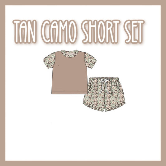 TAN CAMO SHORT SET-ETA JUNE TO SSS.