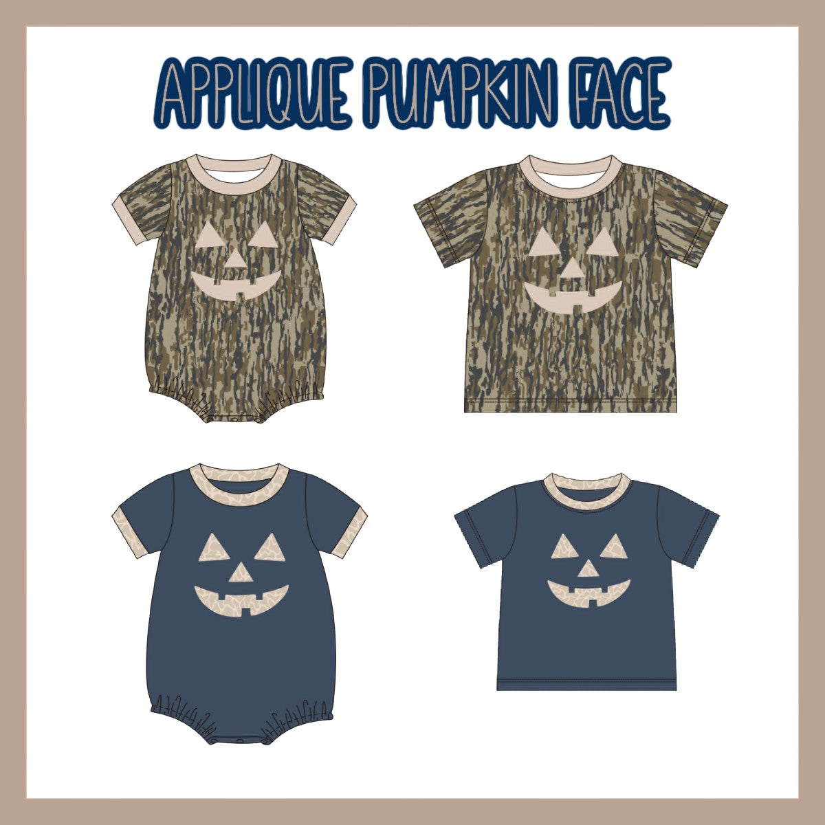 CAMO APPLIQUE PUMPKIN FACE