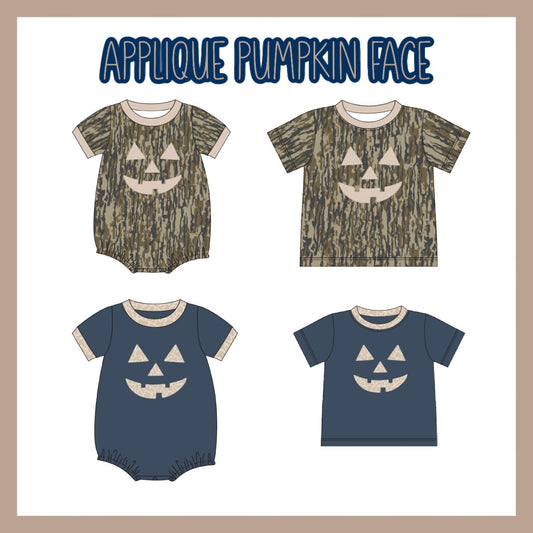 CAMO APPLIQUE PUMPKIN FACE