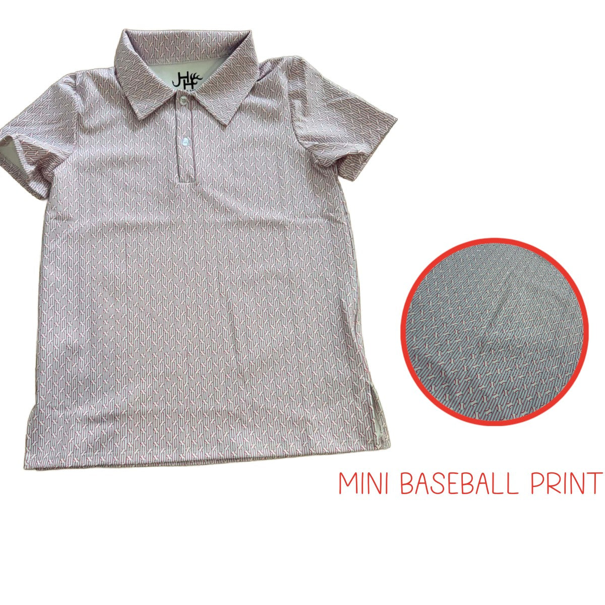 MINI BASEBALL PRINT PERFORMANCE POLO