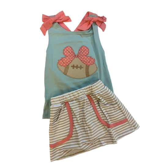 GIRLS FOOTBALL BOW SKORT SET